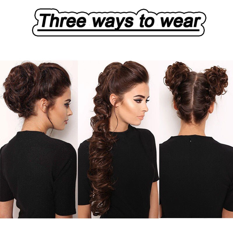 Aosi Vrouwen Krullend Chignon Met Rubber Band Hittebestendigheid Synthetische Chouchou Wrap Haarverlenging