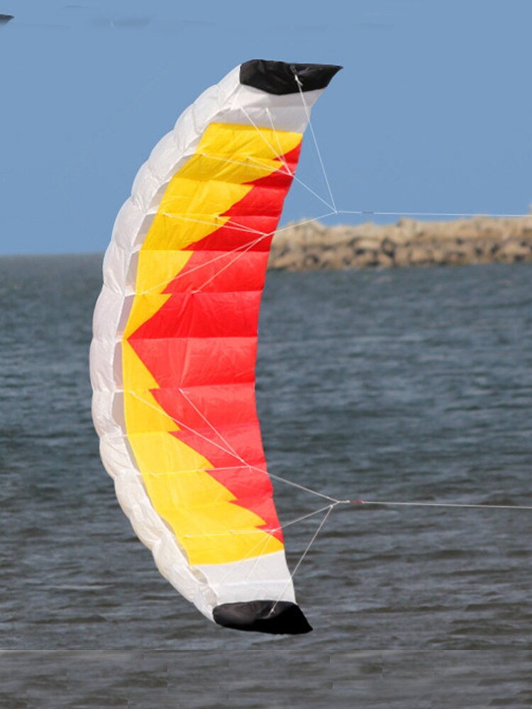 Cometa de Parafoil de doble línea de nailon, , con mango y línea trenzada de potencia, Kitesurf, deportes de playa, arcoíris, 2m