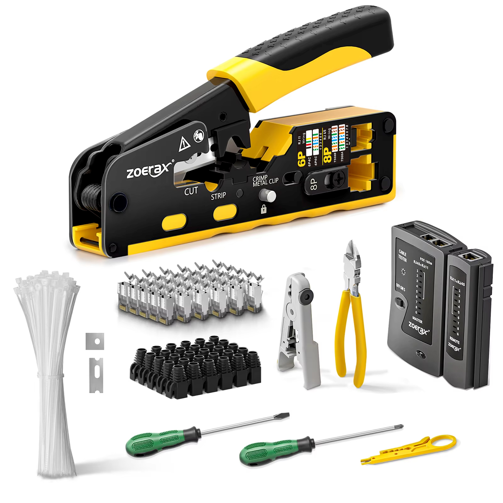 ZoeRax RJ45 Cat7 Cat6A Network Tool Kit,Cable Test... – Grandado
