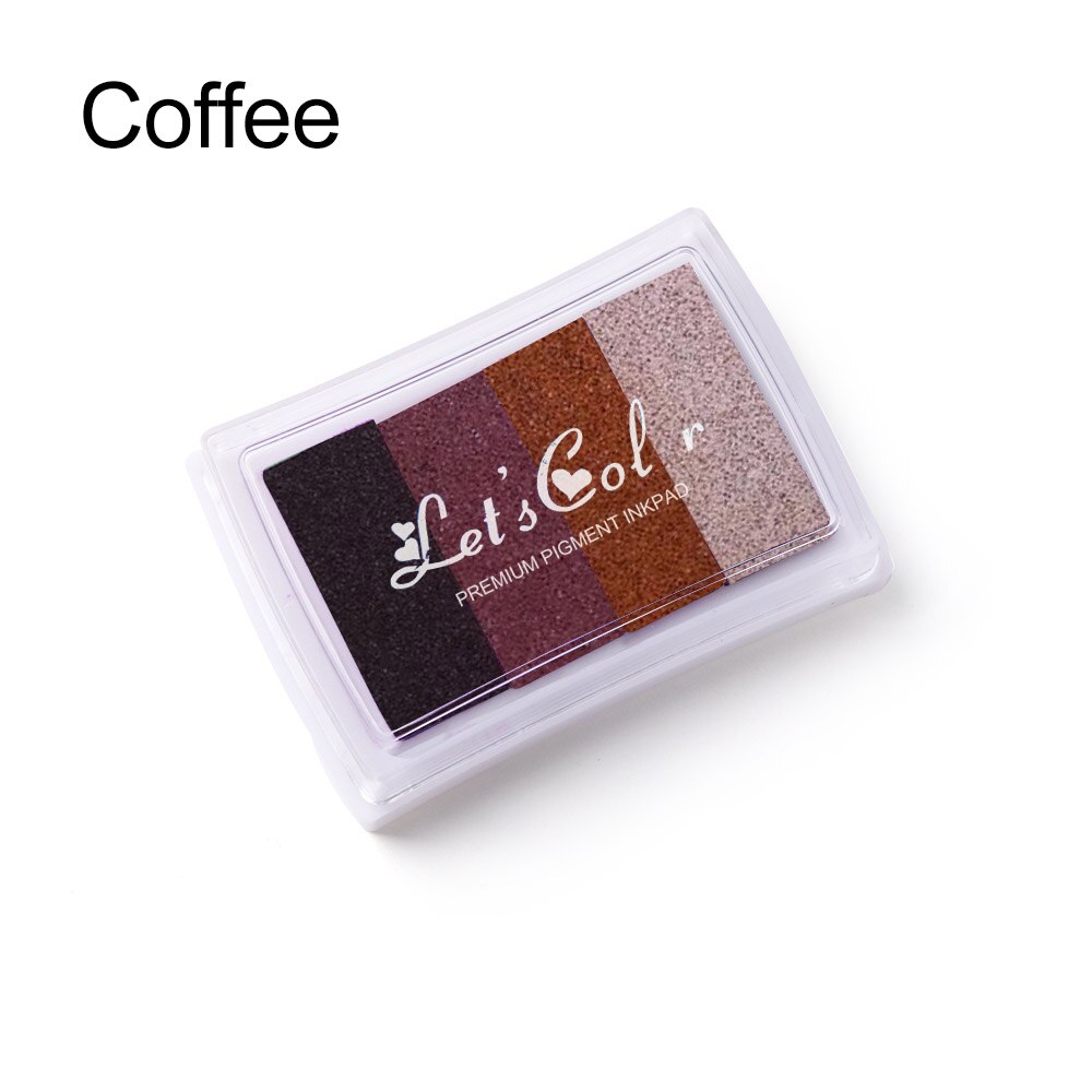Kleurrijke niet-giftige inktkussen met kleurverloop, stempelkussen met rubberstempel op oliebasis, vingerafdrukken, leuk voor kinderen, doe-het-zelf kunst: Koffie
