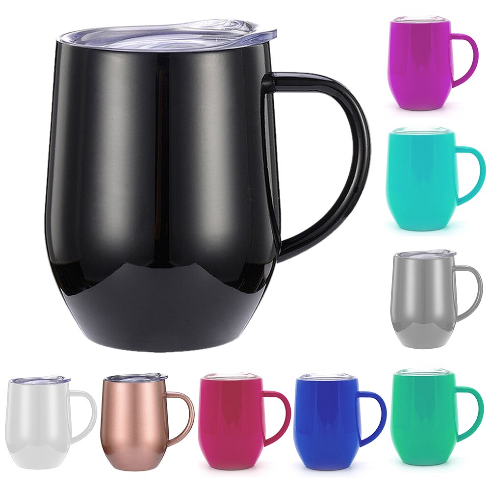 Double Wall Sealed Stainless Steel Cup Portable Healthy Coffee Champagne Curved Handle Unbreakable Home Office Wine Leak Proof
