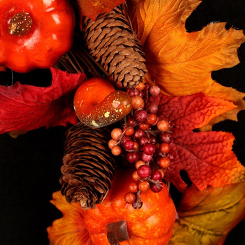 Halloween Dennenappels Esdoornblad Krans Krans Kerst Decoratie Met Verlichting