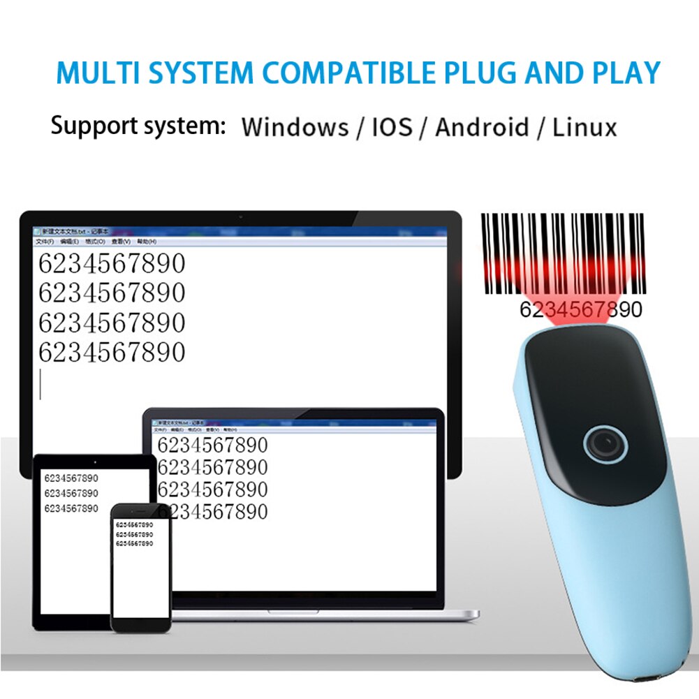 Wireless Bluetooth 2D Screen Scanning USB Wired Barcode Scanner Mini Portable Accurate Supermarket Handheld 2.4G Bar Code Reader
