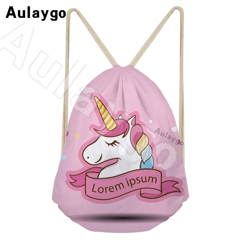 Aulaygo 3d unisex eenvoudige duurzame zwarte rugzak schattige witte kattenprint schoudertas kinderreisschoenen touwtassen rugzakken: Champagne