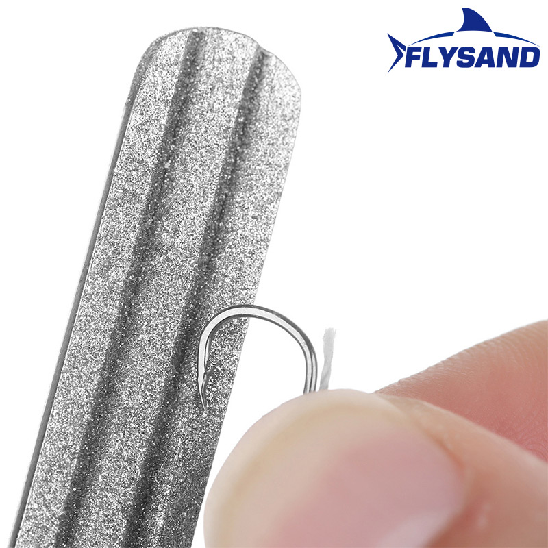 FLYSAND-afilador de anzuelos de pesca portátil con doble ranura para exteriores, herramienta para afilar anzuelos, accesorios de pesca