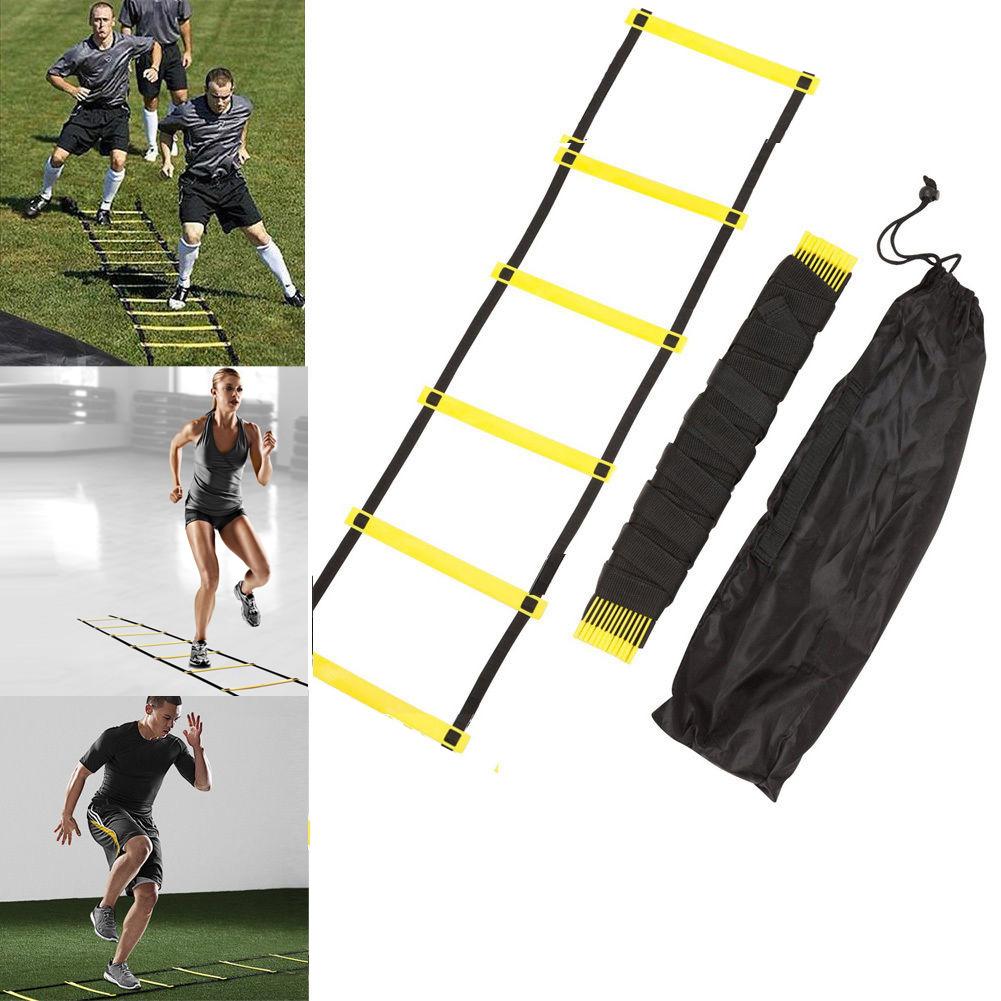 Velocidad de agilidad escalera de saltos, escalera de agilidad de fútbol, escalera de adiestramiento al aire libre, equipo de escalera de velocidad para pies, correas de nailon