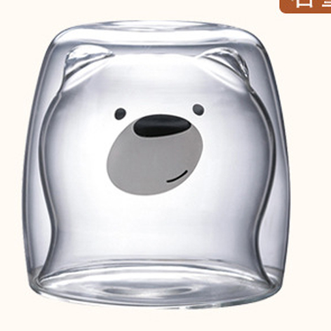 270 Ml Double Coffee Cup High Borosilicate Glass Cold Drink Cup Drink Cup Cute Bear Glass Milk Glass Milk Tea Glass: D