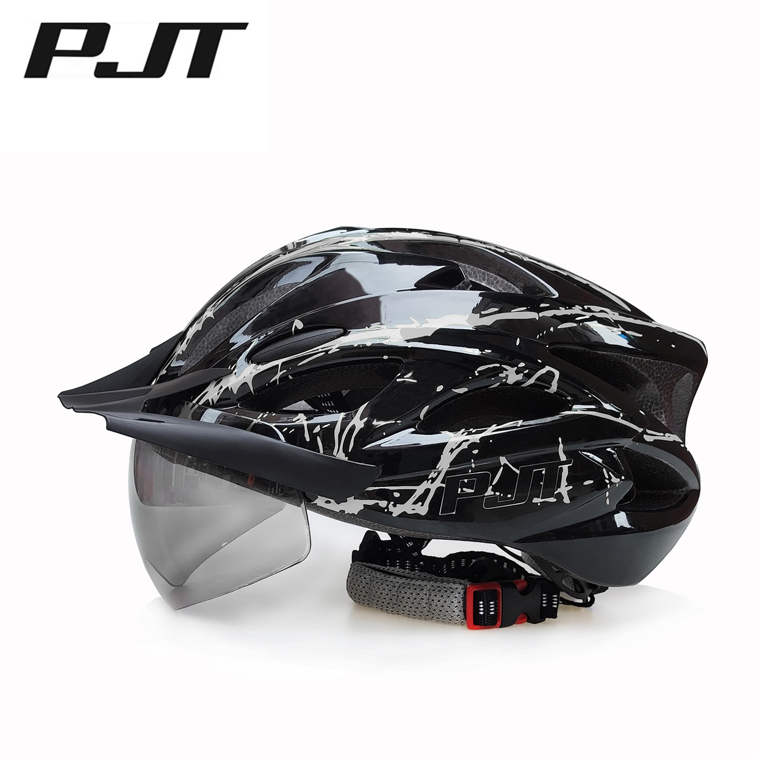 PJT 4-in-1 Lightweight Cycling Helmet 18 Breathable Holes Bicycle Helmet Adults Road MTB Detachable Sun Visor Goggles Bike Helme: Blue
