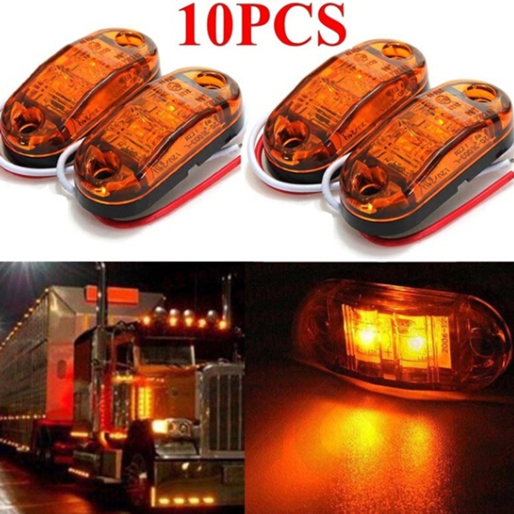 10Pcs LED Amber Side Marker Light Lamp Car Truck Trailer Kit lamp w5w led light bulbs p21w led car car led CSV
