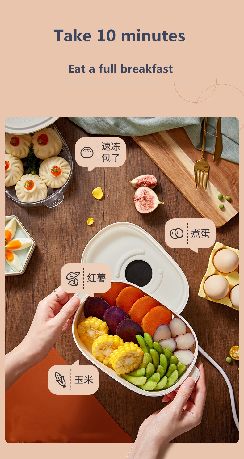 Egg Steamer Breakfast Machine Household Small Automatic Power-off Double-layer Timer Mini Multi-function