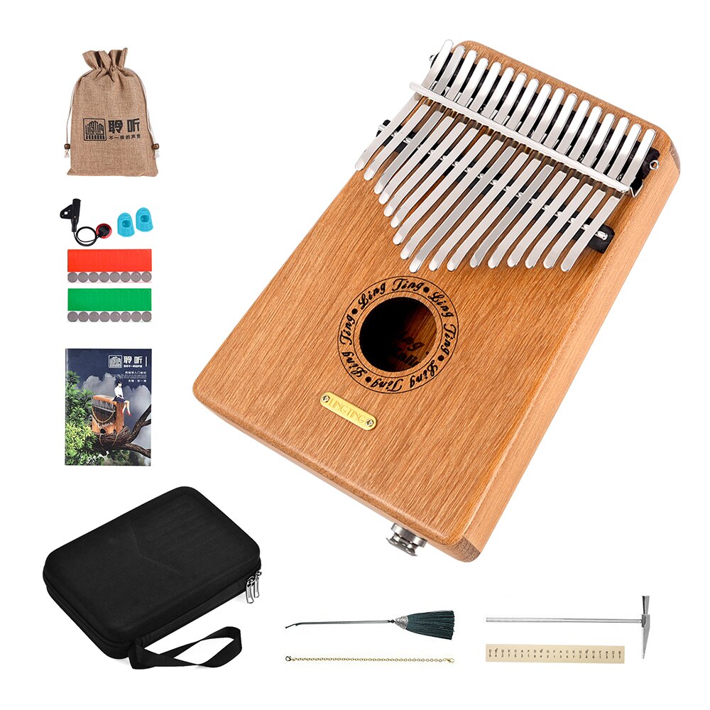 21-key Wooden Thumb Piano Kalimba 17 key Mbira Sanza F Tonality with Storage Bag Carry Case Music Book Stickers Finger Piano: K17GEQ 17-key