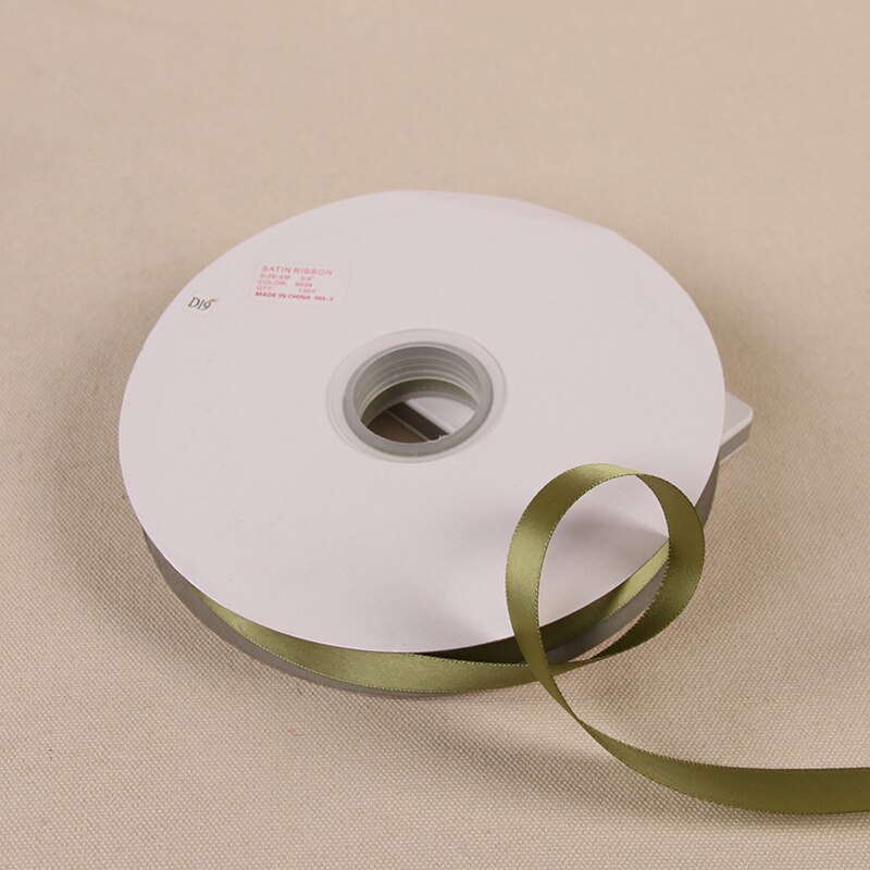 Cinta de satén verde oliva para decoración, lazo artesanal de 6mm-50mm, decoración de de boda, suministros de álbum de recortes para envolver , (91 metros): 20mm Olive green