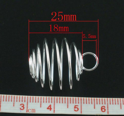 50pcs 25x30mm Plated Spiral Bead Cage Charms Pendants (Holds 18mm - 22mm Beads) for Women and Men Jewelry Making