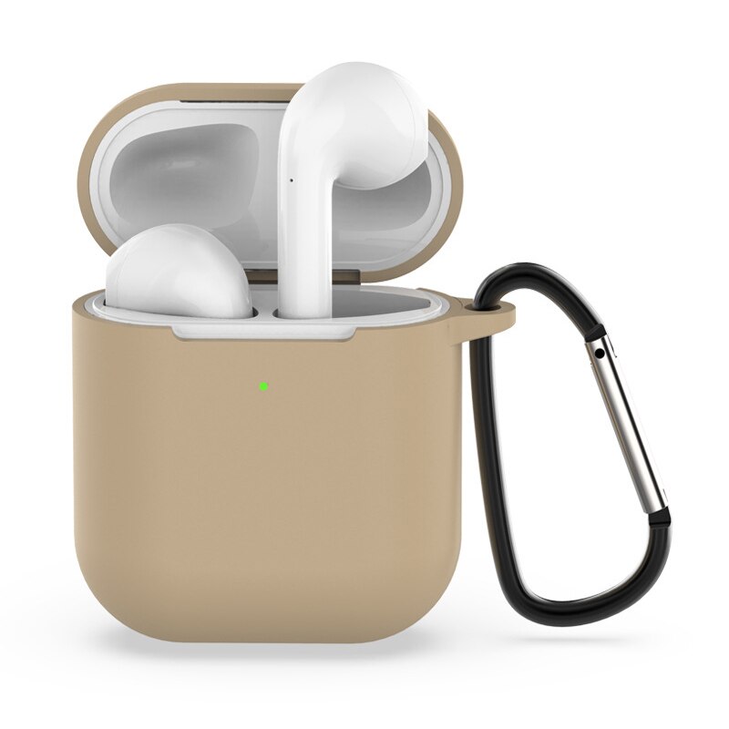 Silikonowe słuchawki etui na Airpods 2. Bezprzewodowe słuchawki pokrowiec ochronny na Apple Airpods2 Air Pods 2 etui z haczykiem: Light brown