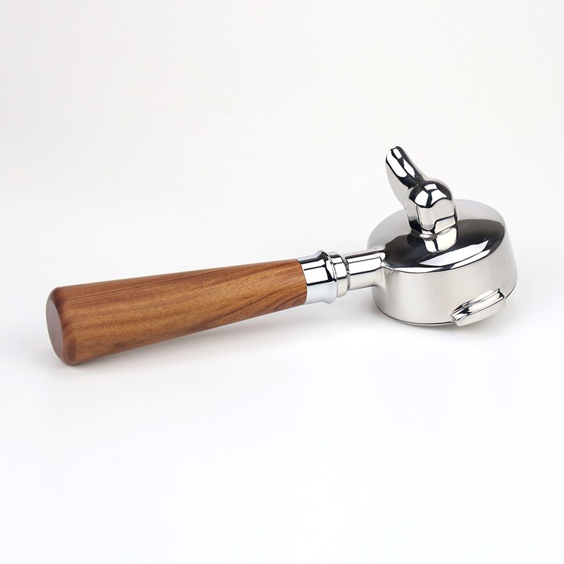 E61 bundløs portafilter 58mm enkelt to mundinger 304 rustfrit stål træhåndtag 바텀 리스 포터 필터 القاع espressomaskine tilbehør: Enkelt mund rød