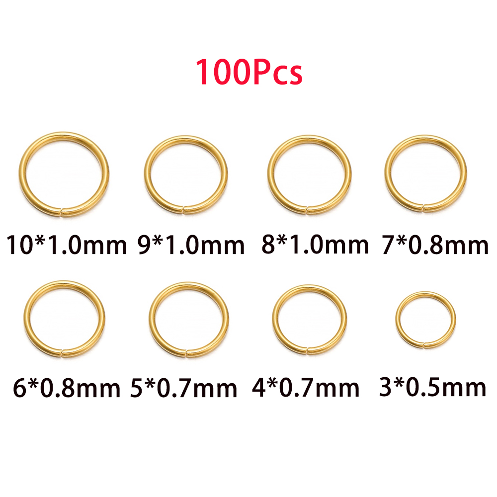 Anneaux de saut ouverts en acier inoxydable, connecteurs d'anneaux fendus pour bricolage, fabrication de bijoux, accessoires, fournitures, , 100 à 200 pièces/lot: 18mm / Rouge