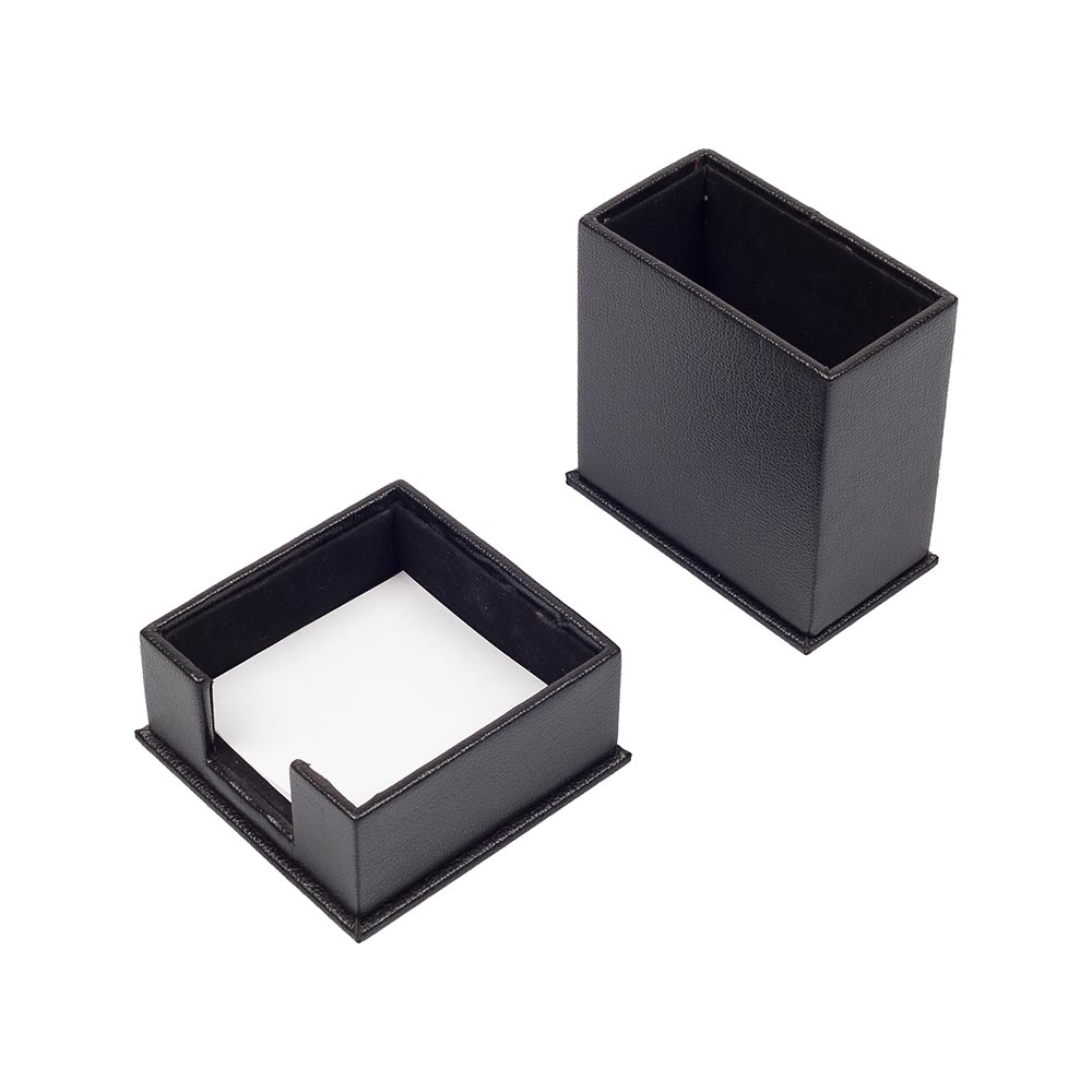 Double Desk Set / Pen Box And Note Paper Holder (Desk Organizer Office Accessories Desk Accessories Office Supplies): Black