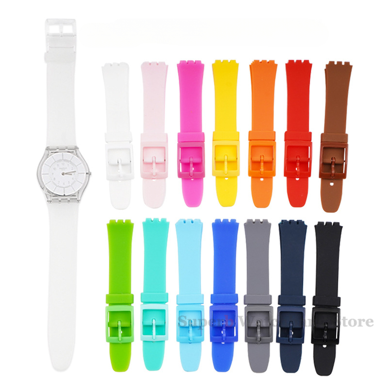 Bracelet de rechange en silicone pour montre Swatch, bracelet en caoutchouc coloré, accessoires pour hommes et femmes avec outil, 17mm, 19mm, 20mm, 16mm