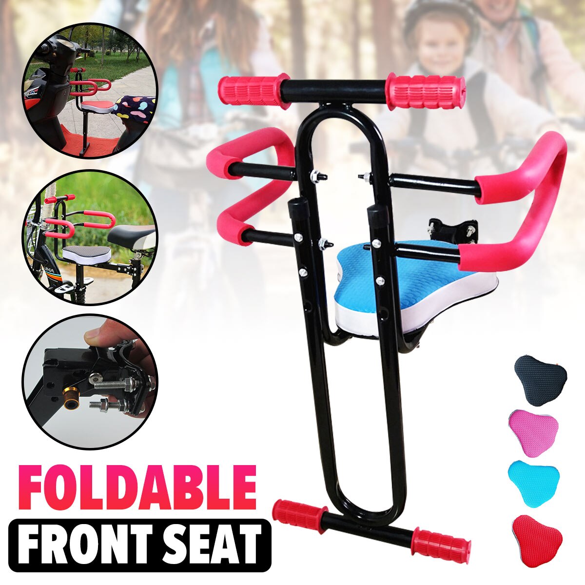 Selle de vélo détachable Tube en acier cadre de siège vélo électrique pliant siège avant selle enfants enfant enfant pliable plaque de siège