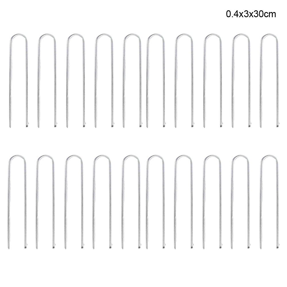 Canopée d&#39;ancrage au sol solide, piquets fixes longs en forme de U, accessoire de tente résistant au vent, piquets de Trampoline, 20 pièces/paquet: 0.4x3x30cm