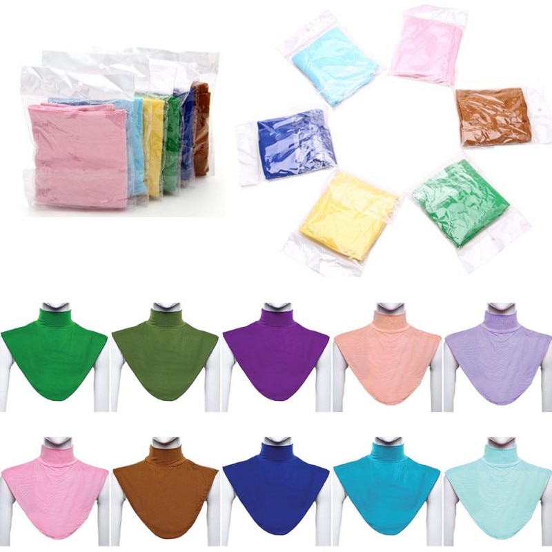 Femmes islamiques Hijab Extensions cou vérifier couverture arrière chemise islamique sous haut Hijab Femme Musulman écharpe