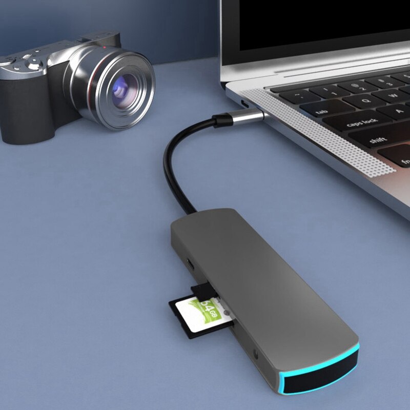 8 In 1 Dock Hdmi-Compatibel Gigabit Ethernet Pd Kabel RJ45 Usb Hub Converter Voor Macbookpro Accessoires