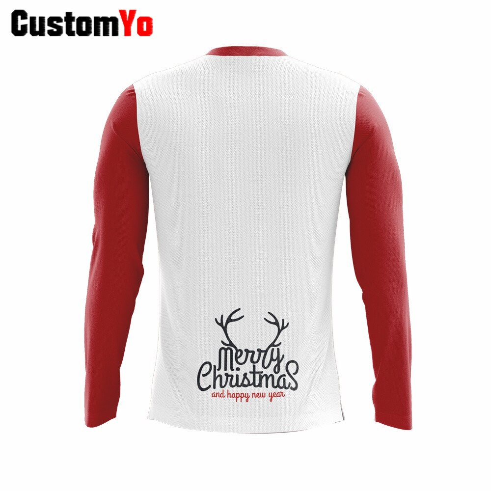 Christmas Santa Festive Custom Funny T Shirt Men Polyester Long Sleeve T-shirt