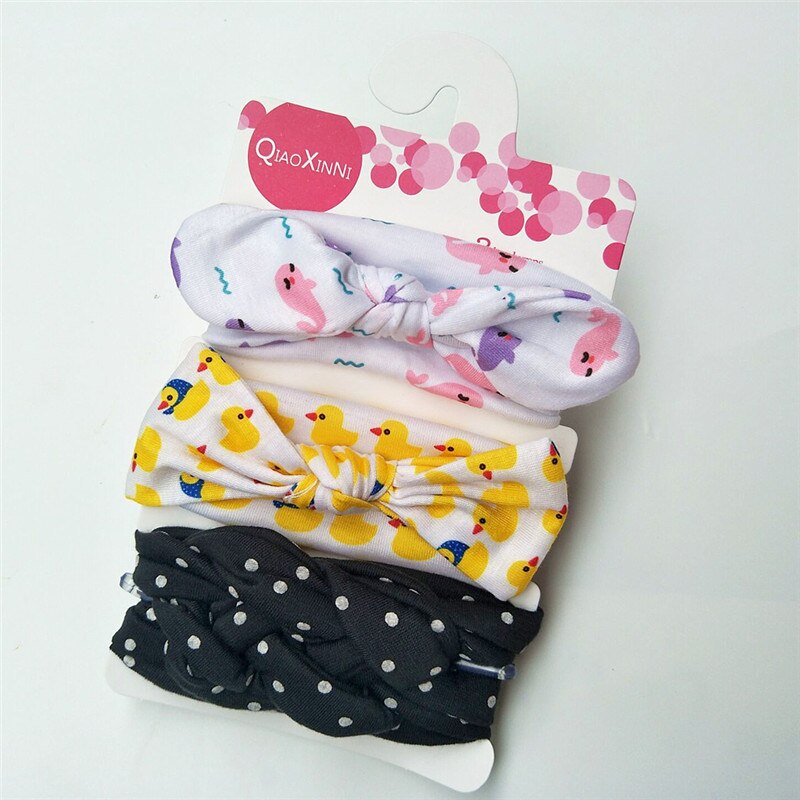 impostato 3 Accessori Capelli Bambina - fascia turbante Orecchie Coniglio Fiocco - Cotone Floreale Elastico: R19T