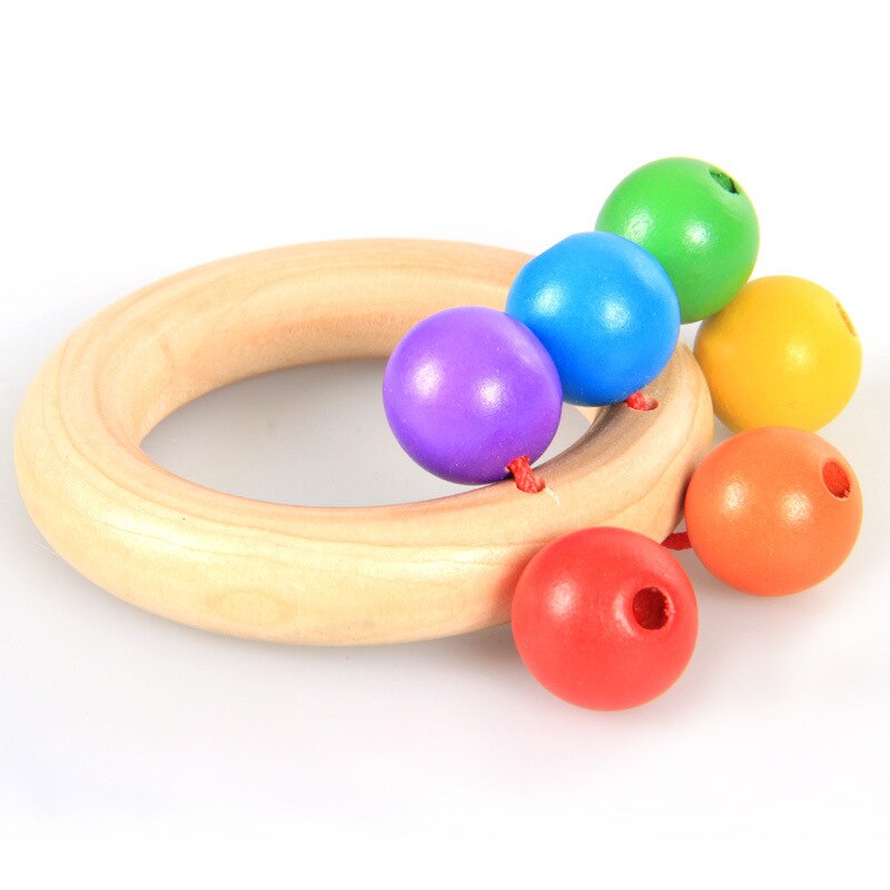 4 verschiedene bunte babyrasseln aus holz, handrasseln für kleinkinder, puzzlespielzeug für babys ab 0-1-2 jahren: Weiß