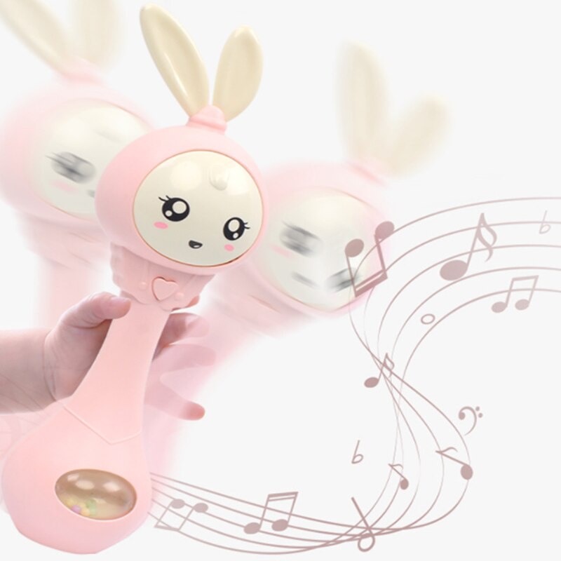 0-12M Musical Flashing Baby Rattles Baby Infant Hand Bells Cute Rabbit Hand Bells Rattles Newborn Infant Early Educational Toys
