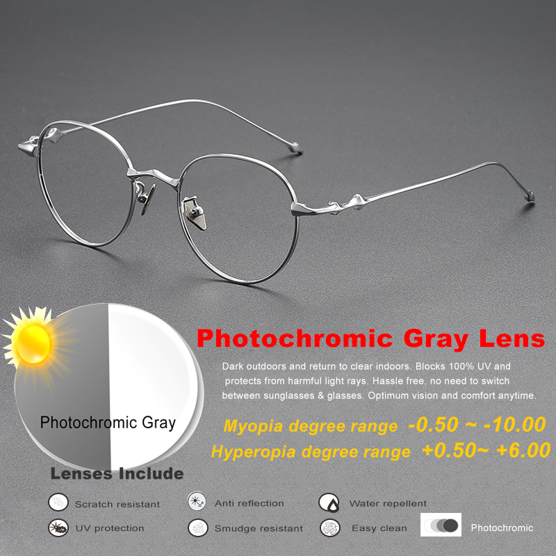 , lentes de transición, gafas de titanio para mujeres y hombres, gafas para hipermetropía miope, gafas graduadas ópticas transparentes para leer: Fucsia / Transparente