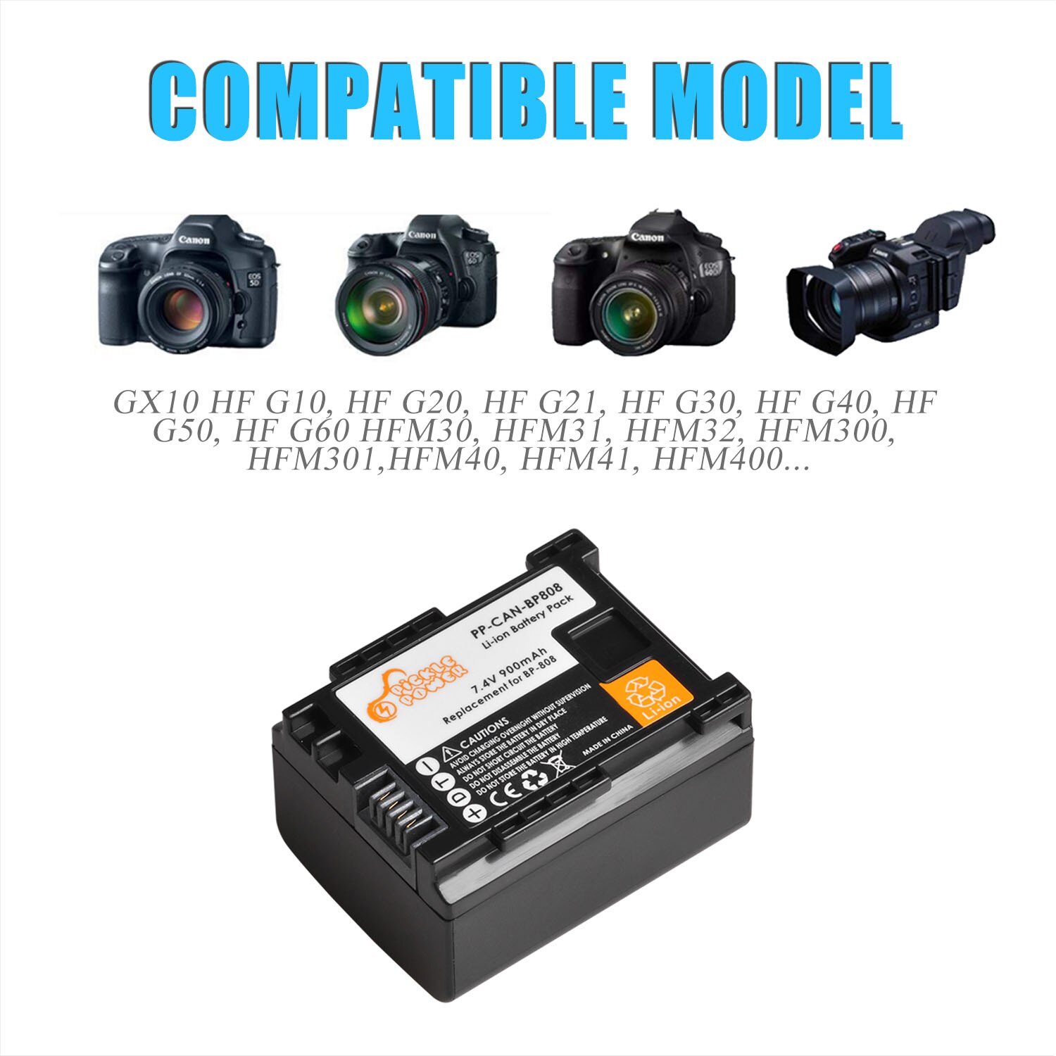 900mAh BP-808 BP 808 Battery for Canon BP-827 BP 827 BP-819 BP-807 BP-809 XA10 HF20 HF10 HF100 HG20