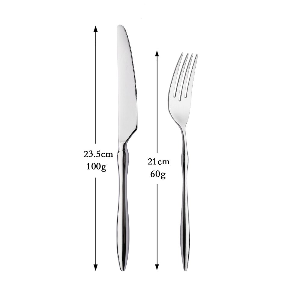Plata 18/10 Acero inoxidable vajilla cubiertos juego de platería tenedor cuchillo cuchara vajilla cubiertos para restaurante . Exclusivo.: 2Pcs