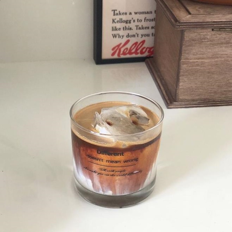 Cutelife koreansk stil ins kaffekopp glass kaldt vann kopp milkshake glass er amerikansk latte glass brus kopp drikkeskudd glass