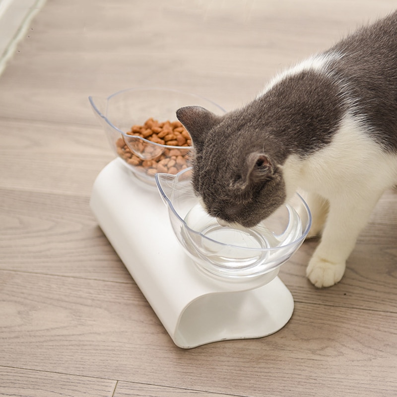 Antislip dubbele kattenbak, hondenbak met standaard, voerbak voor katten, waterbak voor katten, voerbakken voor honden, voerbak voor honden, benodigdheden