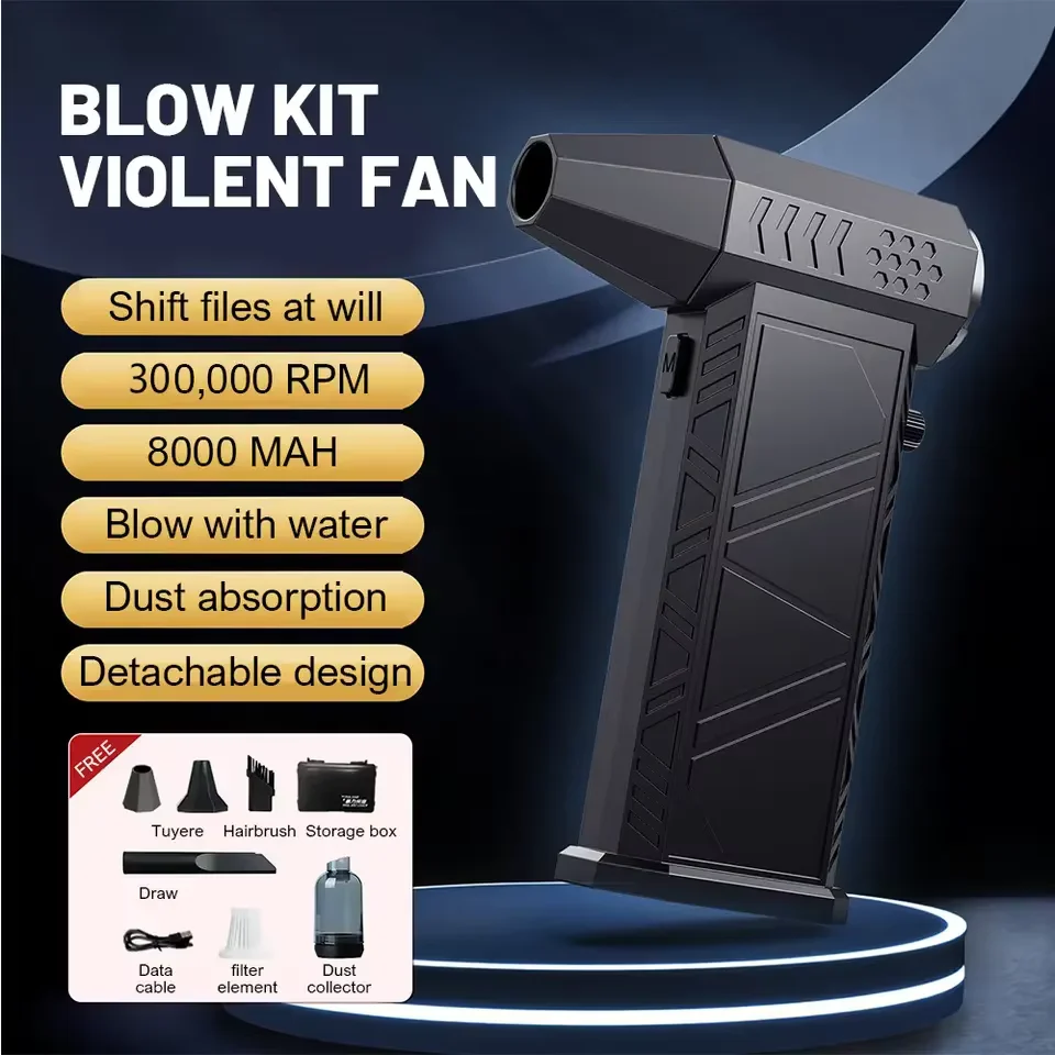 Xiaomi heftig Fan 400000 Leistungsstarker bürstenloser Turbo-Staubreiniger mit Drehzahl, wiederaufladbarer Typ-C-Luftgebläse, Reinigung, PC, 58 m/s, Strahlgebläse: Licht Gelb