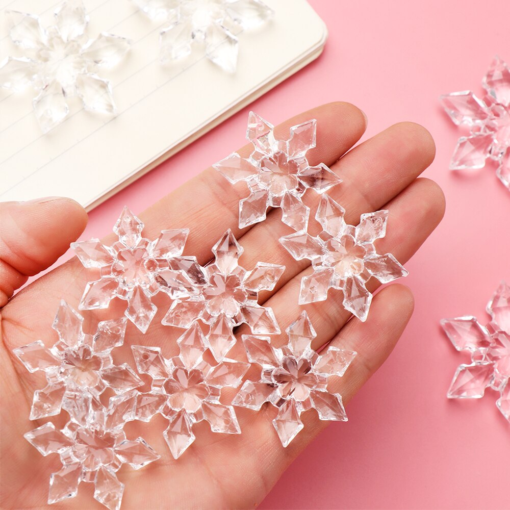 10/20PCS Kunstmatige Sneeuwvlok Clear Crystal Kerst Opknoping Ornament DIY Craft Feestartikelen Home Decoratie Accessoires Tool