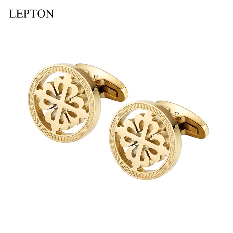 18K Vergulde Kruisvaarders Manchetknopen Lepton Rvs Ronde Manchetknopen Voor Mannen Bruiloft Business Cuffl Links Gemelos