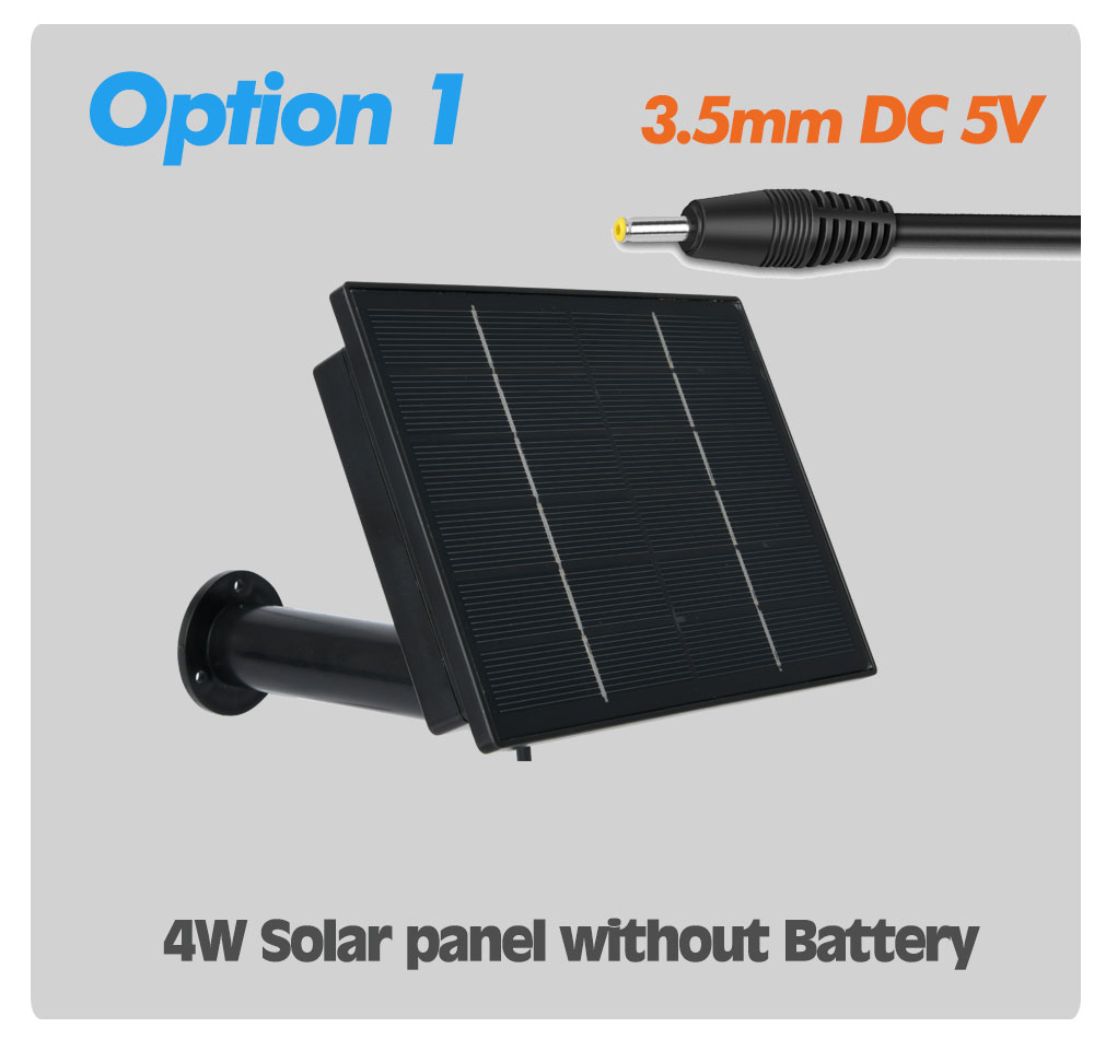 4w Black Solar Panel 5V Powered IP Camera Built-in 18650 Replaceable Battery Outdoor Waterproof Charged USB For Security Camera: No Battery 5V DC