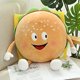 Glad mad plys legetøj figurerede tegneserie toast hamburger pizza pop corn chips underlår indretning snacks pude pude rekvisitter 7 slags: Hamburger 60cm