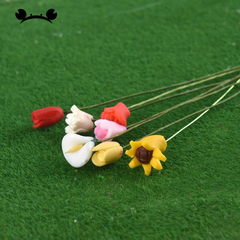 5 stk vegetasjon tulipan rose tusenfryd calla lilje sol blomst scene sandbord landskap landskap modell modell tilbehør