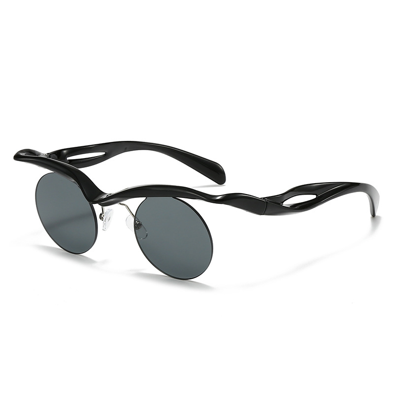 Gafas de sol para hombres y mujeres, gafas de a la con formas especiales, gafas redondas sin montura para accesorios al aire libre: Verde