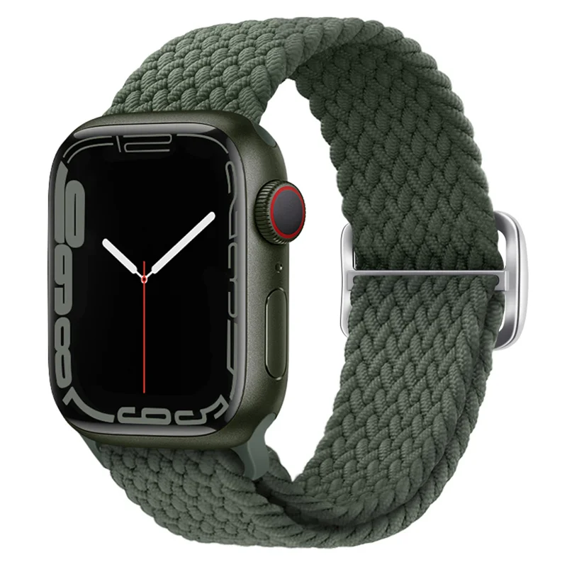 Bracelet à boucle tressée pour Apple Watch Band, Bracelet en nylon élastique, 44mm, 40mm, 49mm, 45mm, 41mm, 46mm, 42mm, iWatch Series 10, 9, 8, SE, 6, 7 Ultra: GREEN BLUE / 12mm