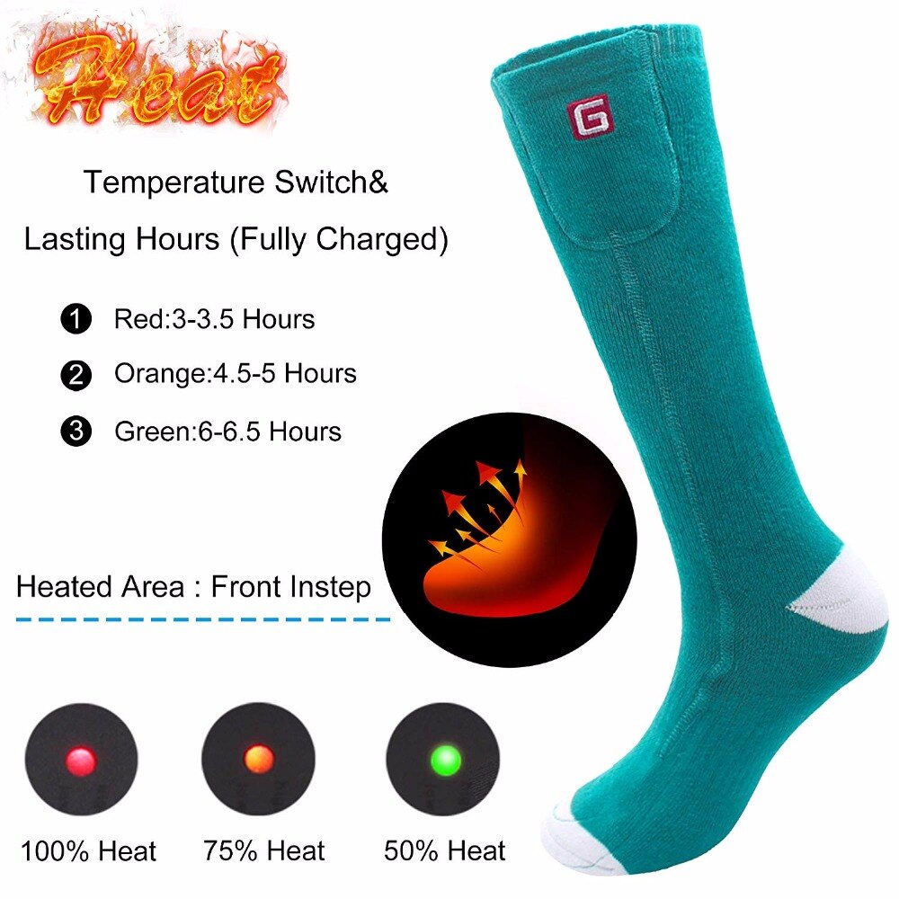 Genopladeligt elektrisk batteri opvarmet varm sokkesæt til kronisk kolde fødder, indendørs udendørs sports termiske sokker til mænd og kvinder