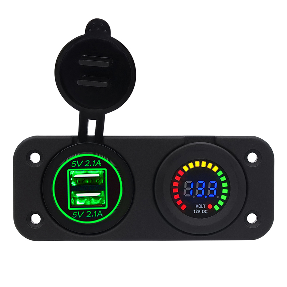 12-24 V 4.2A USB Motorfiets Lader Stuur Poort Opladen Kleurrijke LED Indicator Sigarettenaansteker Power Opladen Adapter