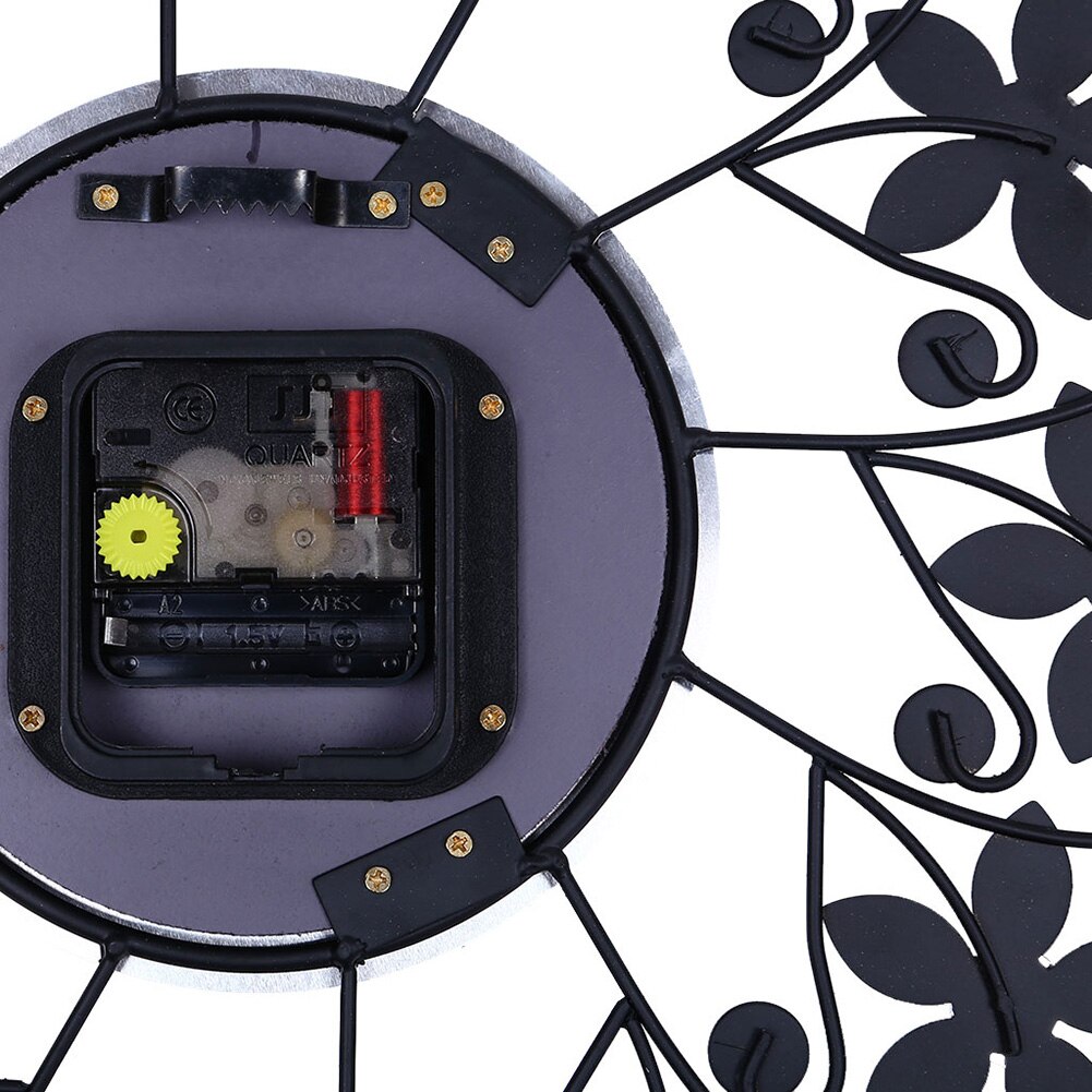 Round Rhinestone Flower Wall Clock Living Room Home Restaurant Hanging Decor