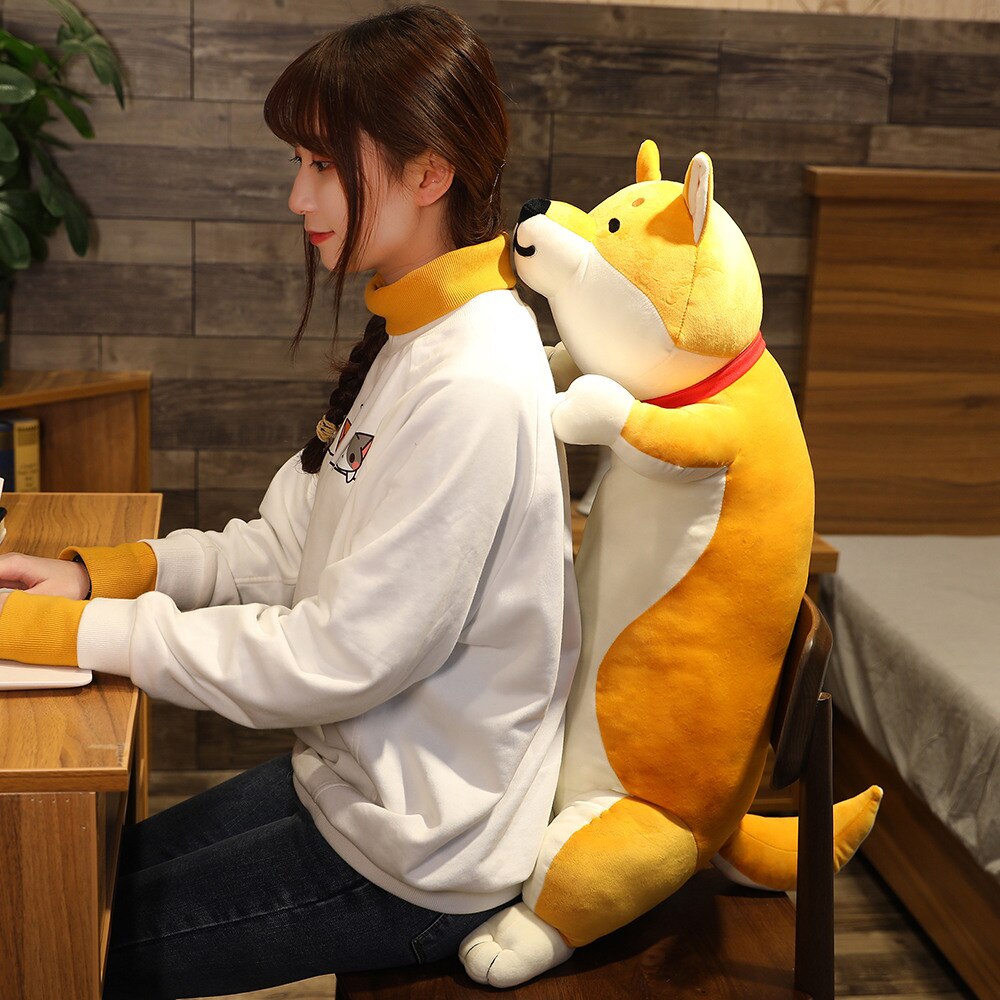 60-120cm Cute Shiba Inu Dog & Cat Plush Toys Stuffed Long Animals Sleep Boyfriend Pillow Doll Office Cushion Kids Girls