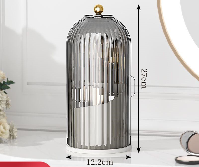 360 ° Rotierender Make-up-Pinselhalter mit Deckel, luxuriöser Kosmetik-Organizer, Lippenstift, Augenbrauenstifthalter, Lidschatten-Aufbewahrungsbox: Bronze