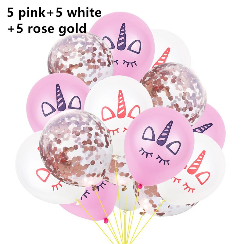 1set Hawaiian Unicorn Party Fiesta Party Balloons Baby Shower Happy Birthday Wedding Party Deco AnniversaireComunion Decoracion: 7 rose gold