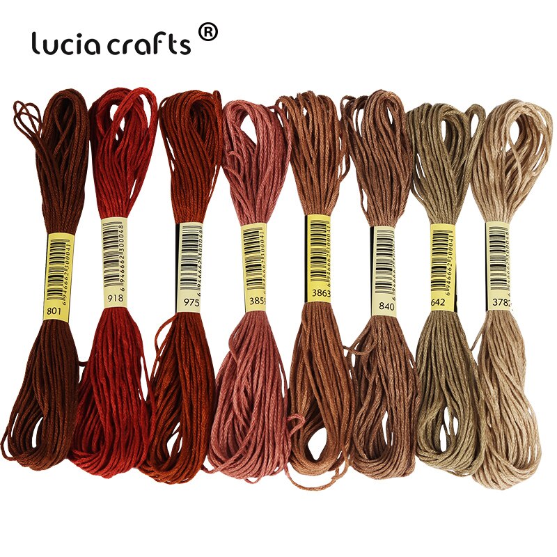 Lucia Crafts 8 Pcs/Lot Multicolor Thread Cross Stitch Cotton Sewing Skeins Embroidery Thread Kit DIY Sewing W0311: C9